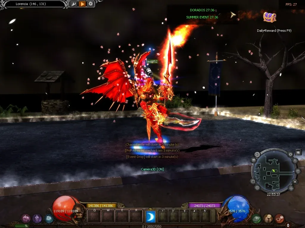 Captura de MU Online Season 6 Upgrade: Blade Master com a espada em chamas