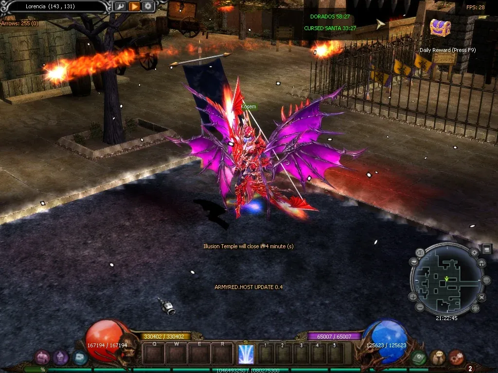 Captura de MU Online Season 6 Upgrade: Asas fúcsia em Lorencia